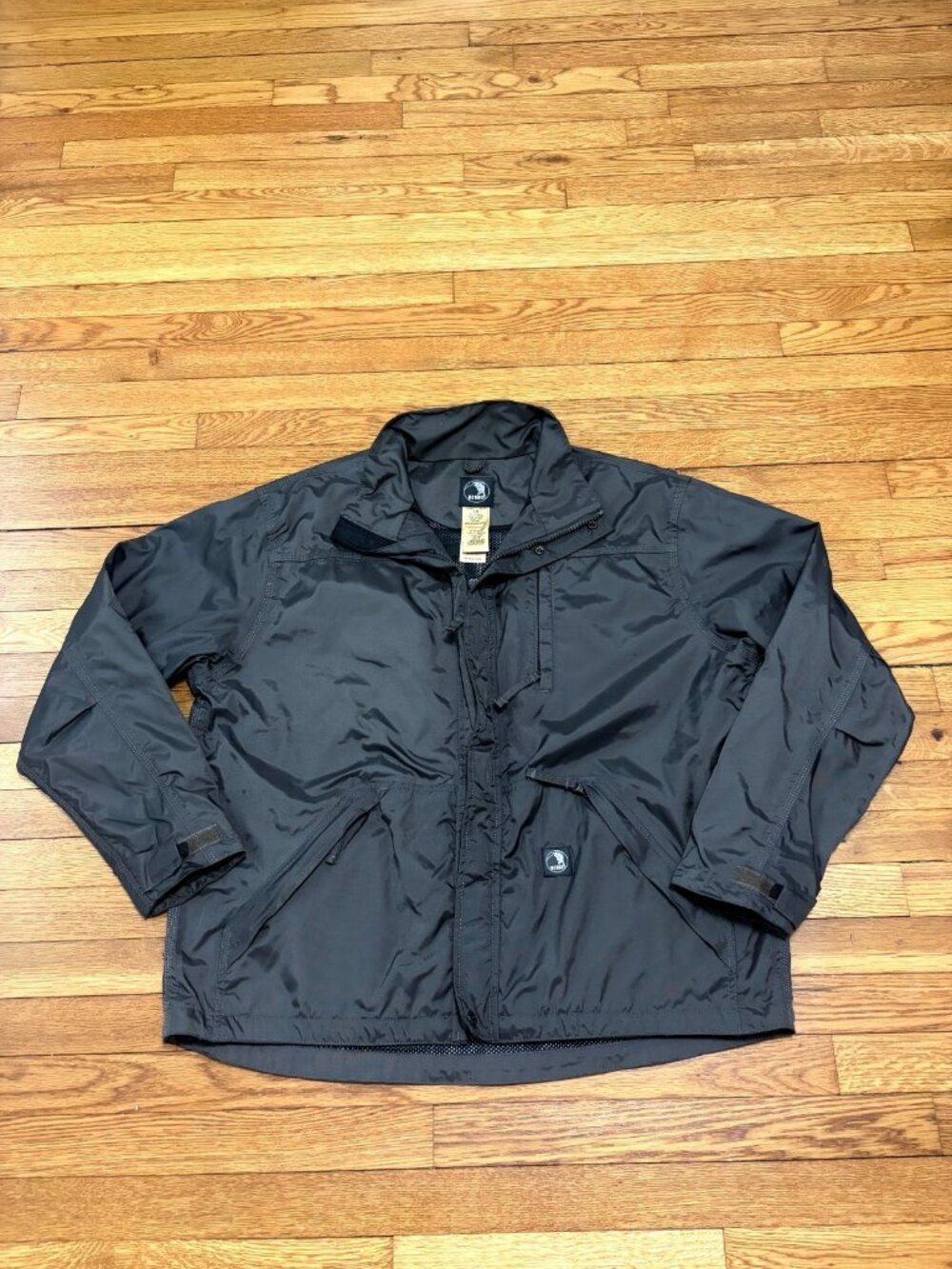 Berne Endurance Jacket Mens Large Black Lined Nylon Windbreaker Full Zip Pockets